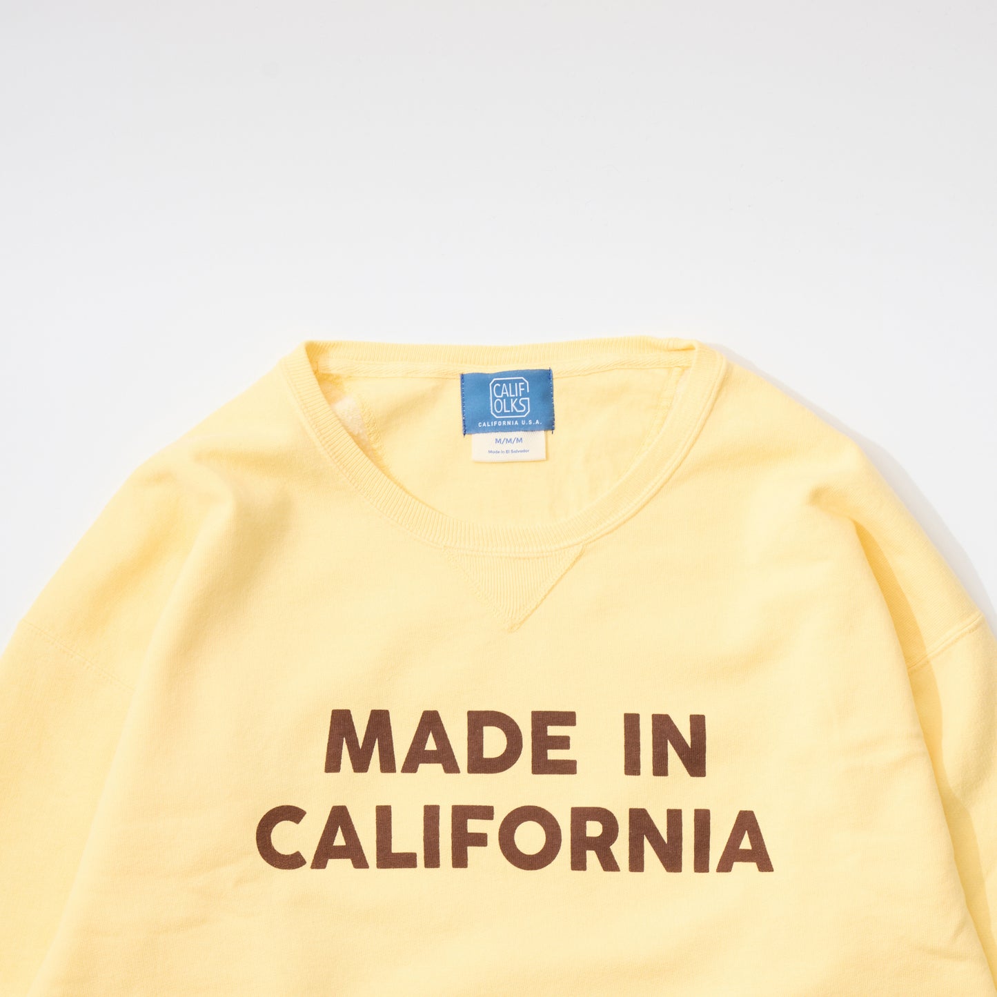 CALIFOLKS MADE IN CALIFORNIA COMFORT WASH CREW NECK SWEAT SHIRT - YELLOW