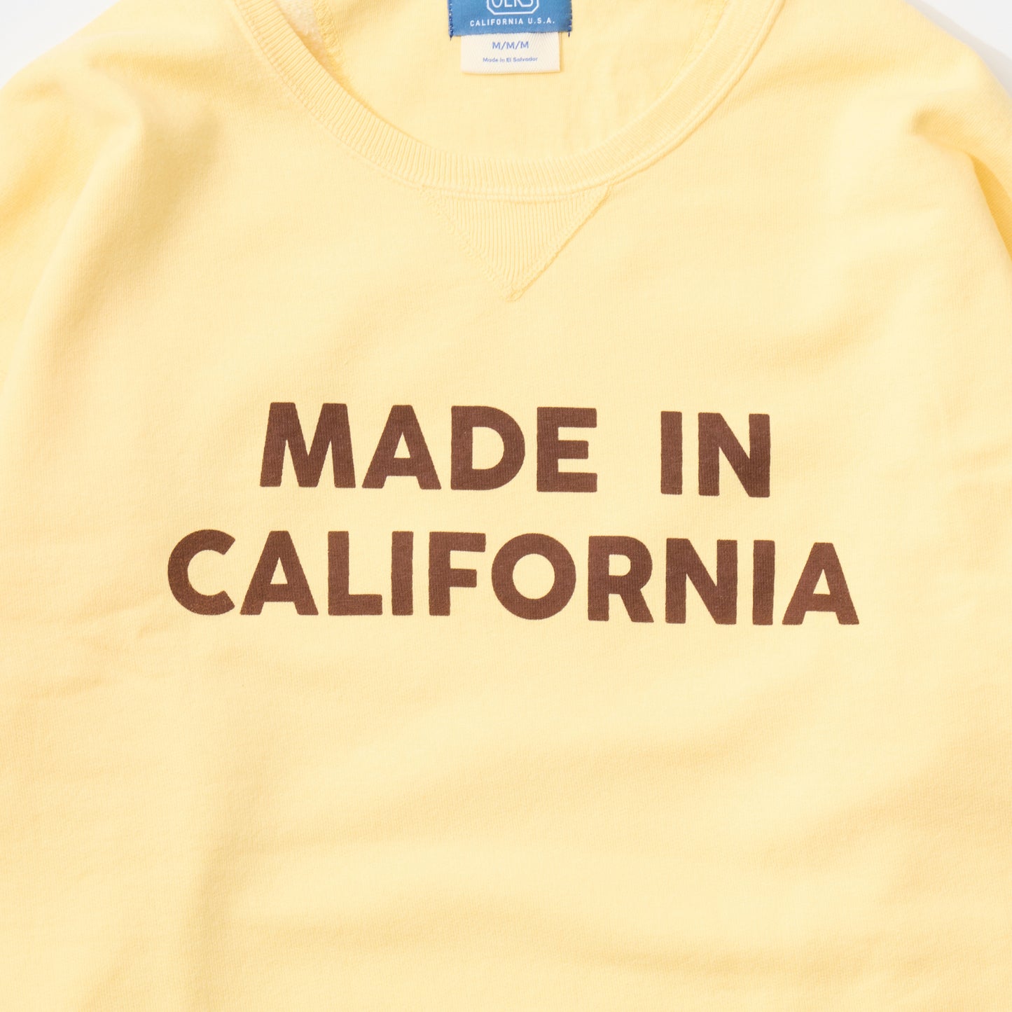 CALIFOLKS MADE IN CALIFORNIA COMFORT WASH CREW NECK SWEAT SHIRT - YELLOW