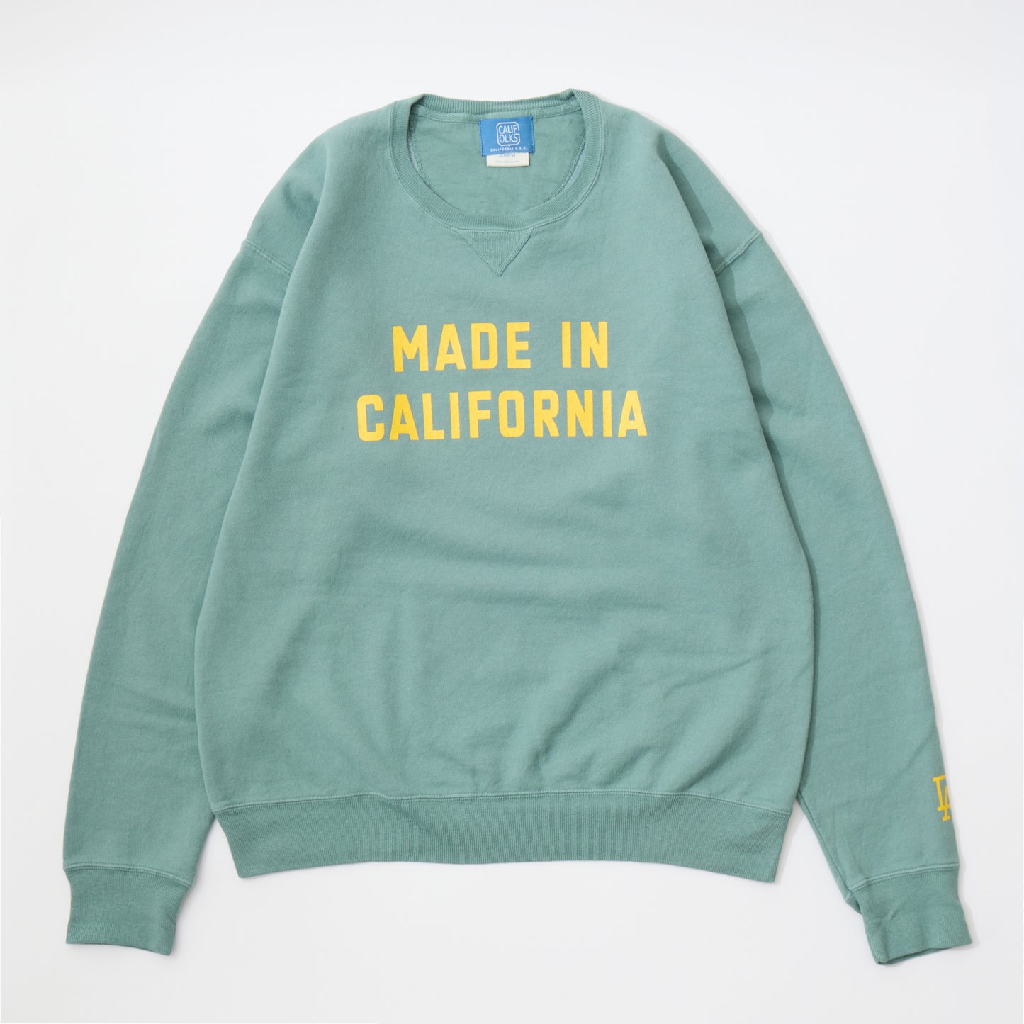 CALIFOLKS MADE IN CALIFORNIA COMFORT WASH CREW NECK SWEAT SHIRT - GREEN