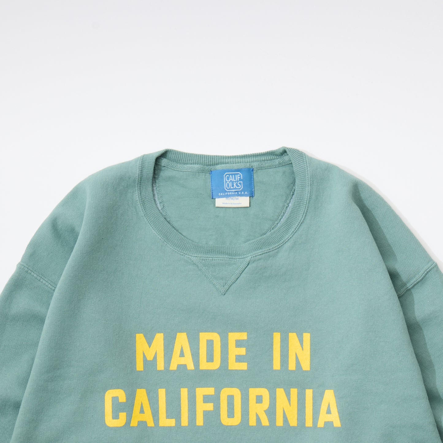CALIFOLKS MADE IN CALIFORNIA COMFORT WASH CREW NECK SWEAT SHIRT - GREEN