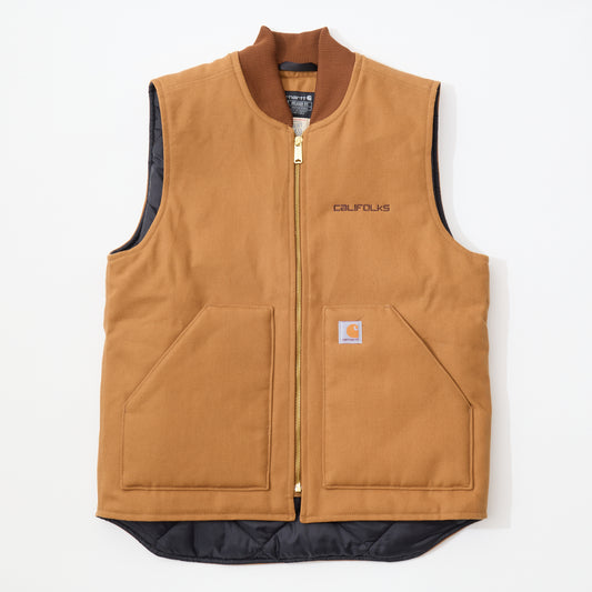 CALIFOLKS CARHARTT USA DUCK VEST w/CALIFOLKS EMBROIDERY - BROWN