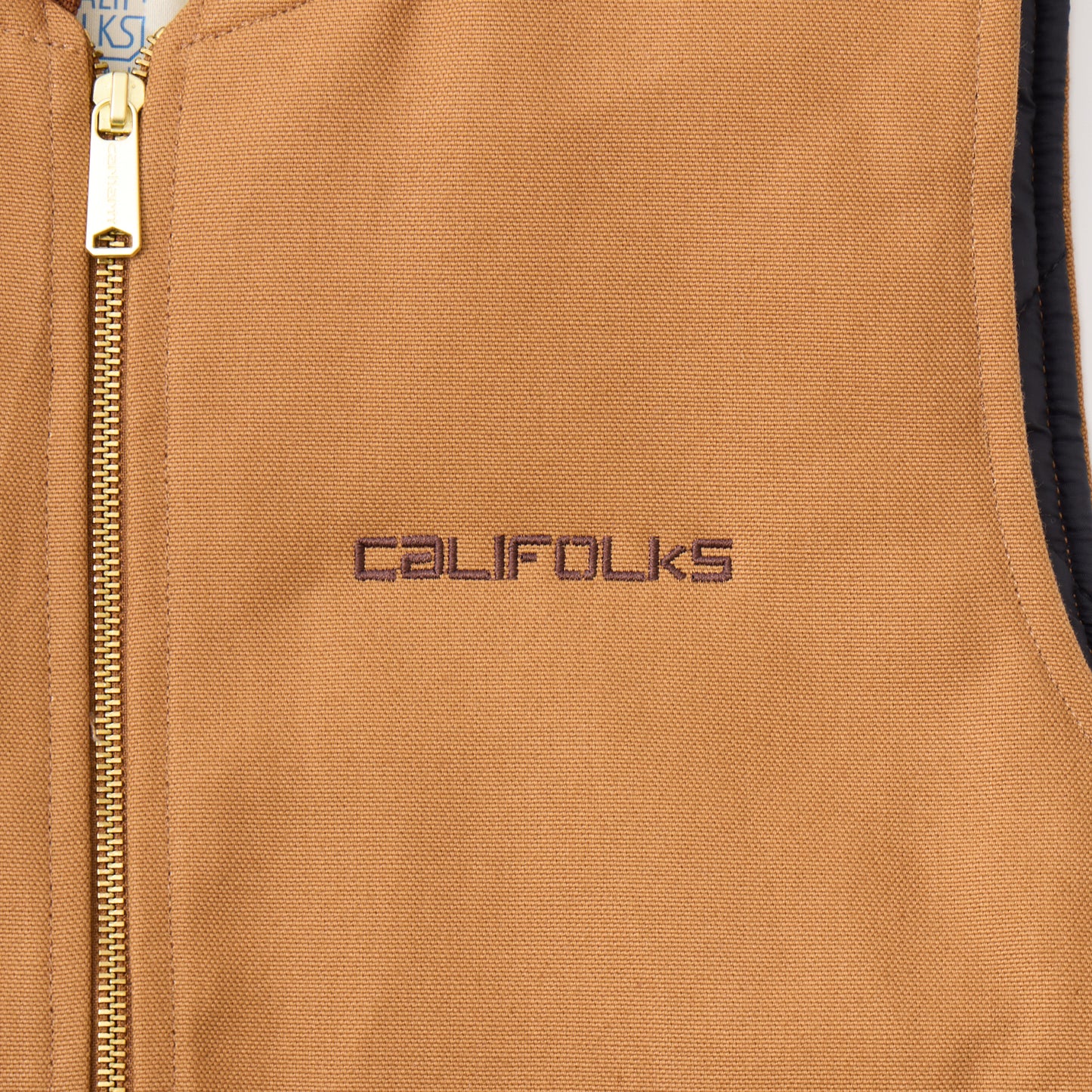 CALIFOLKS CARHARTT USA DUCK VEST w/CALIFOLKS EMBROIDERY - BROWN