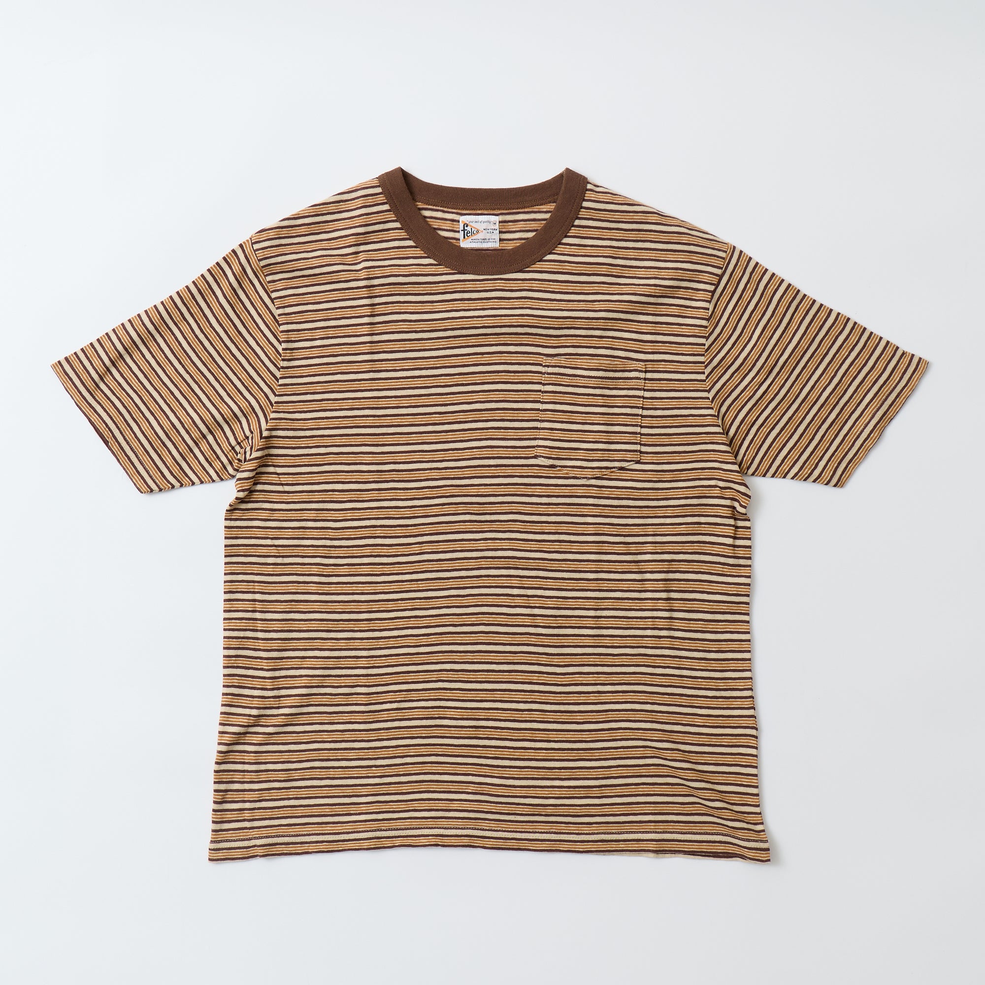 FELCO S/S CREW POCKET TEE - OLD PAPER STRIPE – Outlandish Trading