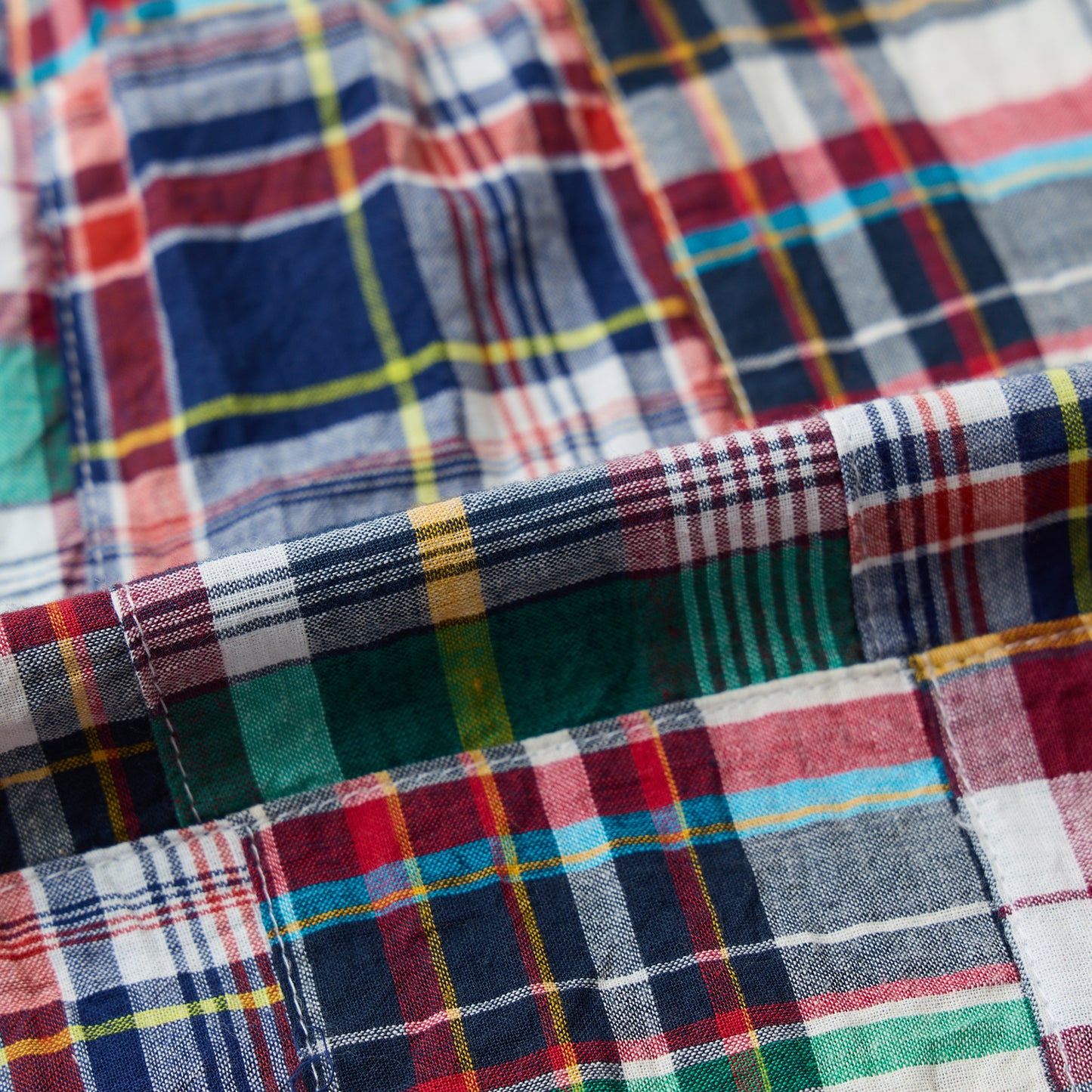 KEATON CHASE USA L/S CLASSIC FIT FULL OPEN BD SHIRT COTTON PATCHWORK MADRAS CHECK - #9