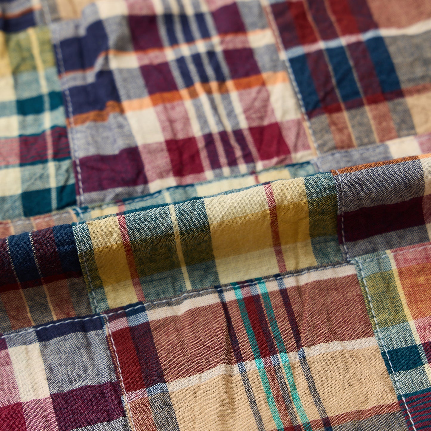 KEATON CHASE USA L/S CLASSIC FIT FULL OPEN BD SHIRT COTTON PATCHWORK MADRAS CHECK - #5