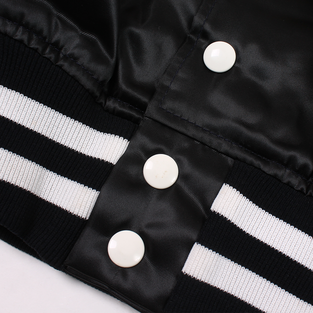 FELCO VINTAGE SATIN STADIUM JACKET - PLAIN BLACK