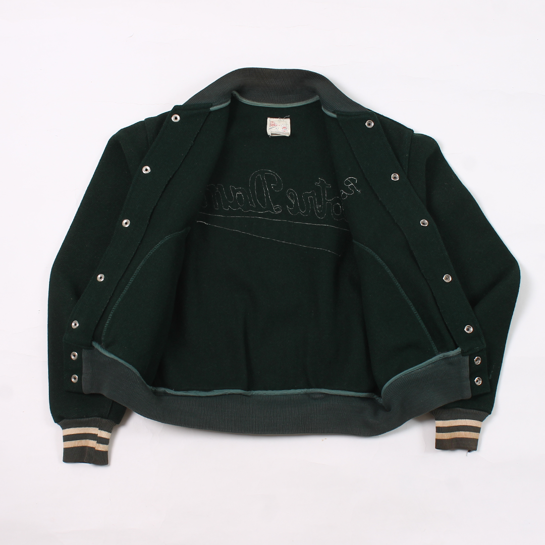 FELCO VINTAGE STADIUM JACKET - GREEN&WHITE - NOTRE DAME