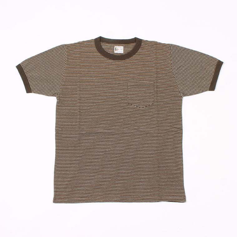 FELCO S/S RINGER NARROW STRIPE POCKET CREW TEE