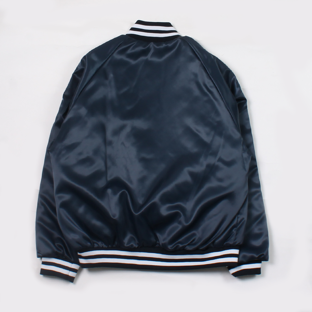 【ONE OF A KIND】FELCO MADE IN USA AWARD JACKET SATIN QUILT LINED - NAVY