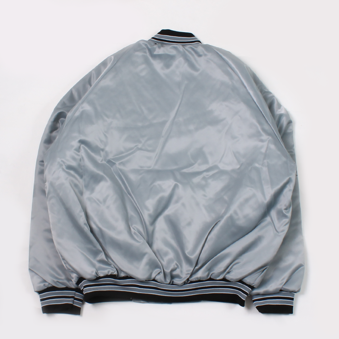 【ONE OF A KIND】FELCO MADE IN USA AWARD JACKET SATIN QUILT LINED - SILVER