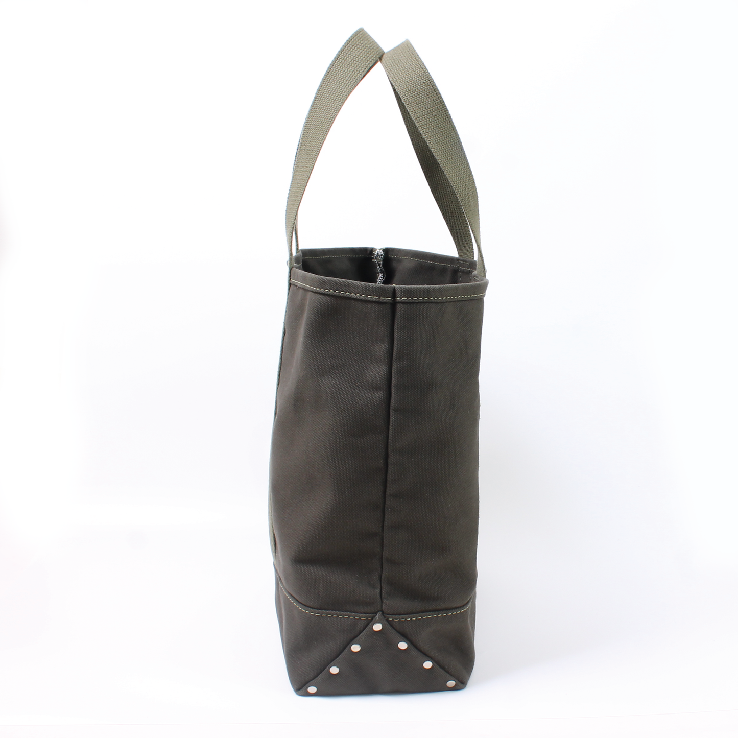 HERITAGE LEATHER 18oz CANVAS CUSTOM MADE DAY TOTE BAG - OLIVE DRAB