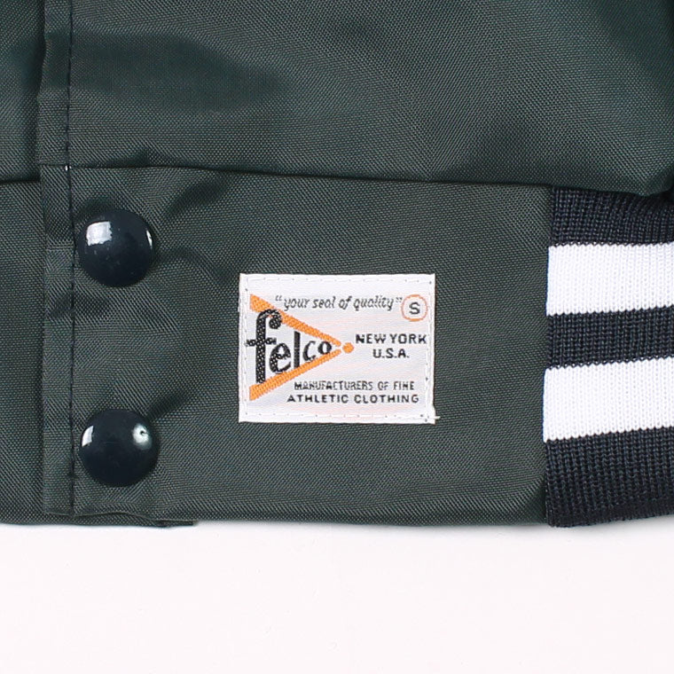 FELCO NYLON OXFORD BASEBALL AWARD JACKET W/FLANNEL LINED MADE IN USA