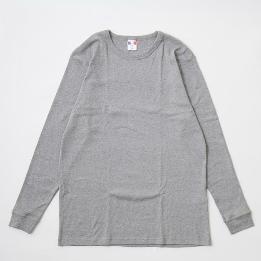 BANDOL（バンドール）  1×1 RIB COTTON 9/10 SLEEVE MILITARY CREW - ASH CHINE (GREY HEATHER)
