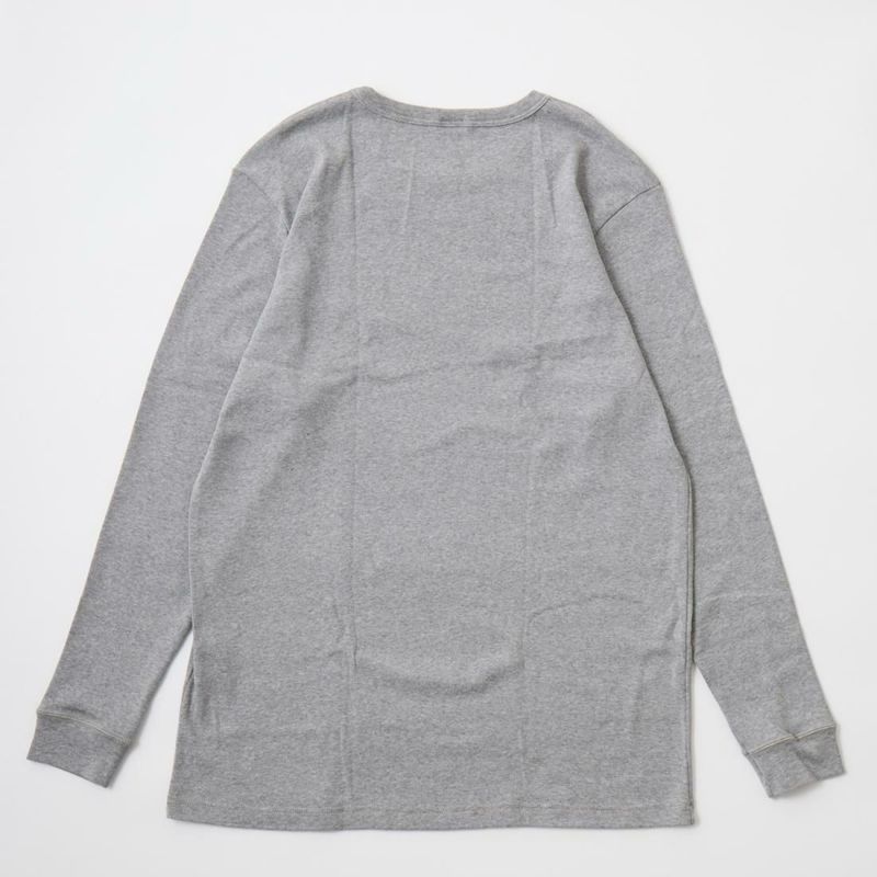 BANDOL（バンドール）  1×1 RIB COTTON 9/10 SLEEVE MILITARY CREW - ASH CHINE (GREY HEATHER)