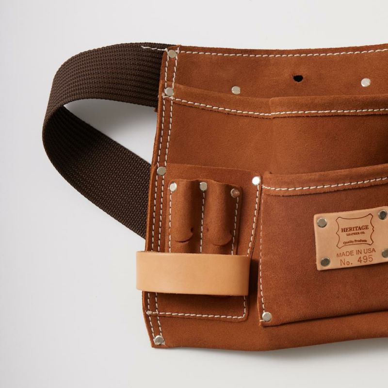 HERITAGE LEATHER 5 POCKET SUEDE NAIL AND TOOL POUCH
