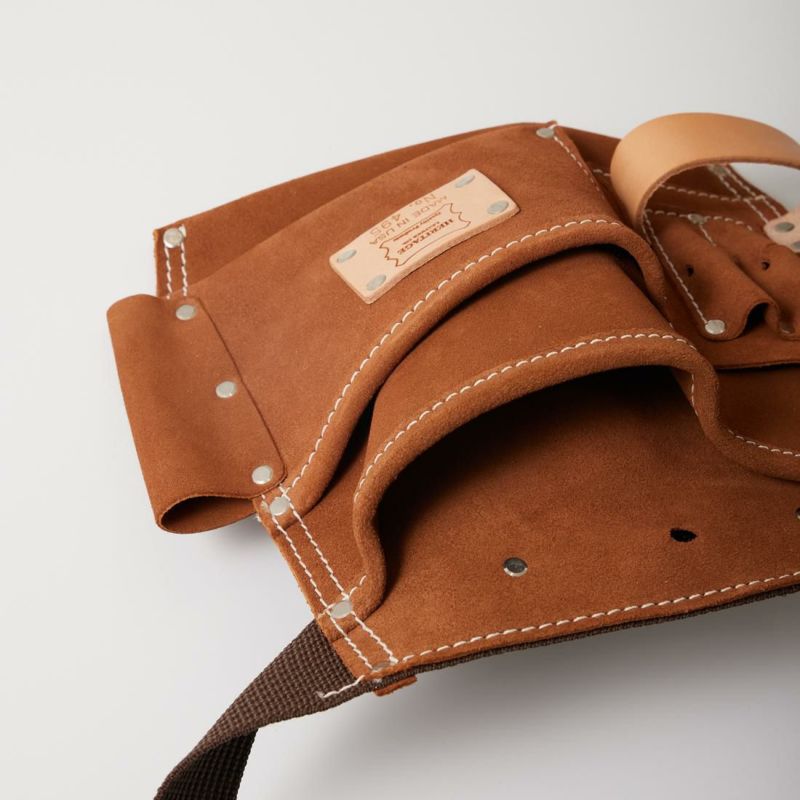 HERITAGE LEATHER 5 POCKET SUEDE NAIL AND TOOL POUCH