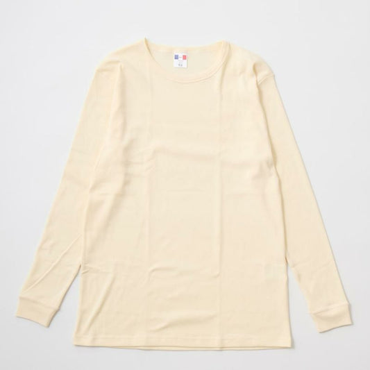 BANDOL（バンドール）  1×1 RIB COTTON 9/10 SLEEVE MILITARY CREW - ECRU
