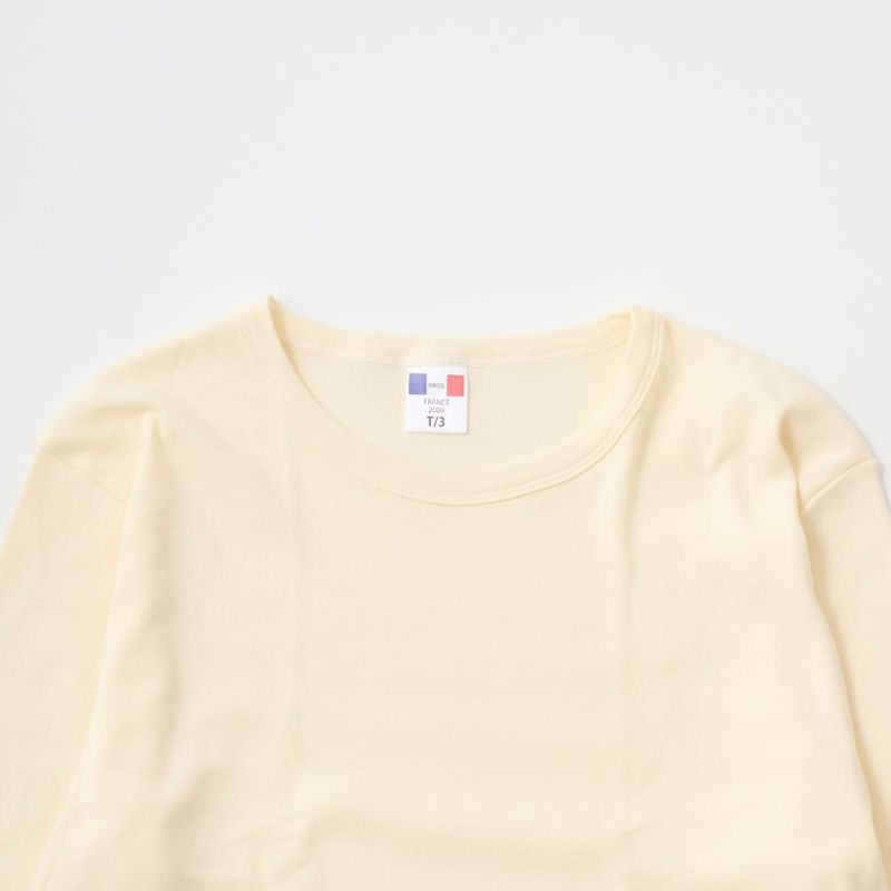 BANDOL（バンドール）  1×1 RIB COTTON 9/10 SLEEVE MILITARY CREW - ECRU