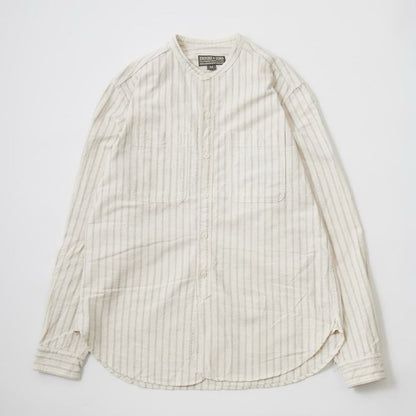 EMPIRE & SONS L/S CLASSIC BAND COLLAR SHIRT VINTAGE OXFORD - NATURAL/NAVY