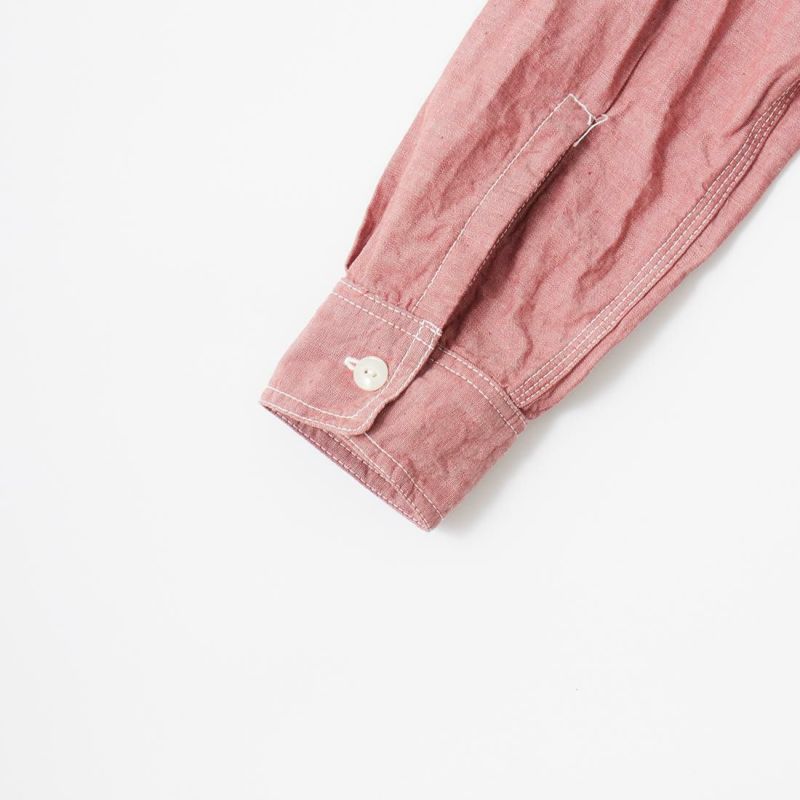 【NEW】EMPIRE & SONS L/S UTILITY WORK SHIRT 5oz ORGANIC COTTON SELVEGE CHAMBRAY - RED