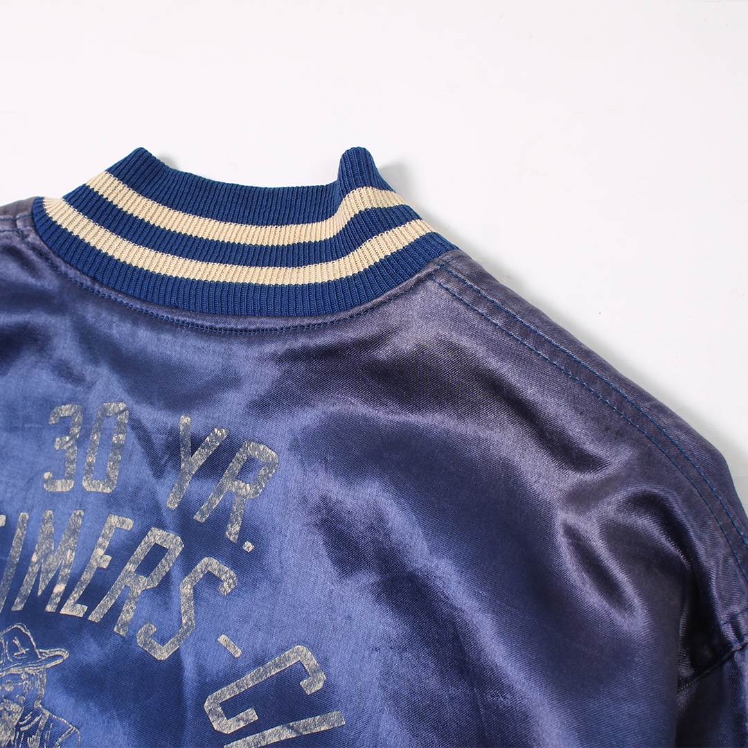 FELCO VINTAGE SATIN STADIUM JACKET - BLUE 30 YR. OLD TIMERS CLUB