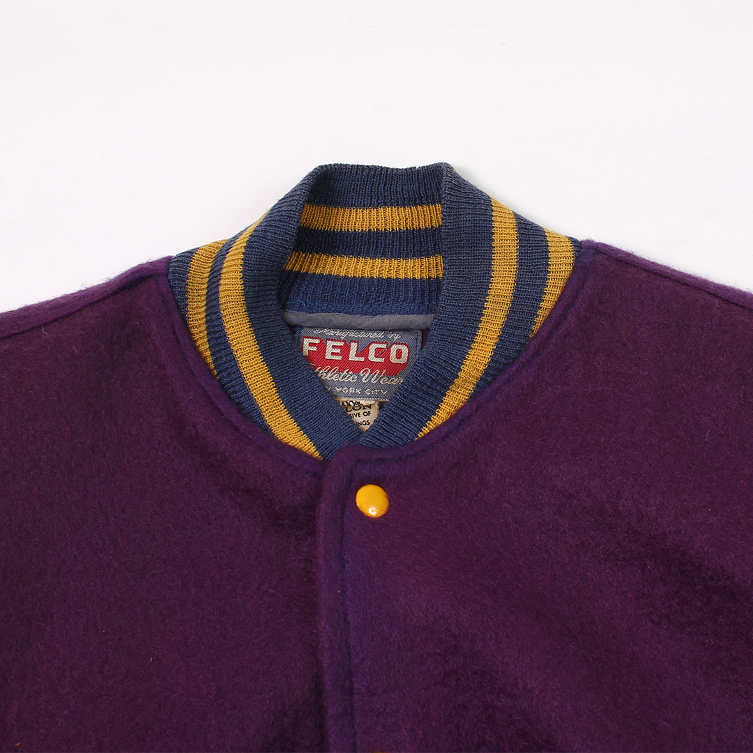 FELCO VINTAGE STADIUM JACKET - PLAIN PURPLE & BLUE & YELLOW