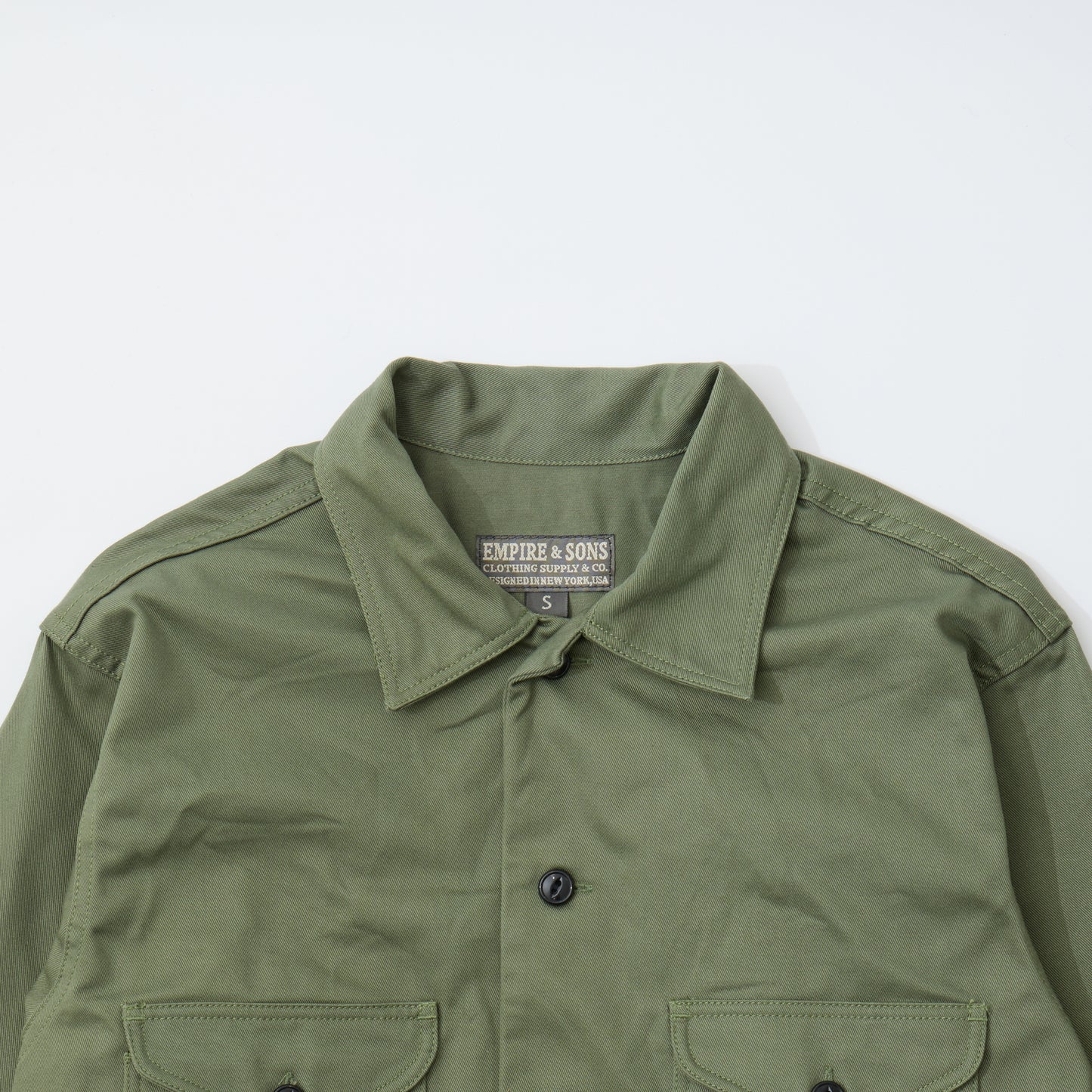 EMPIRE & SONS WORK SHIRT JACKET HIGHCOUNT CHINO CLOTH - OLIVE DRAB