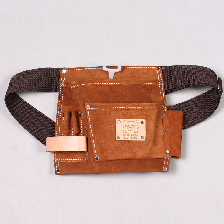 HERITAGE LEATHER 5POCKET SUEDE NAIL AND TOOL POUCH