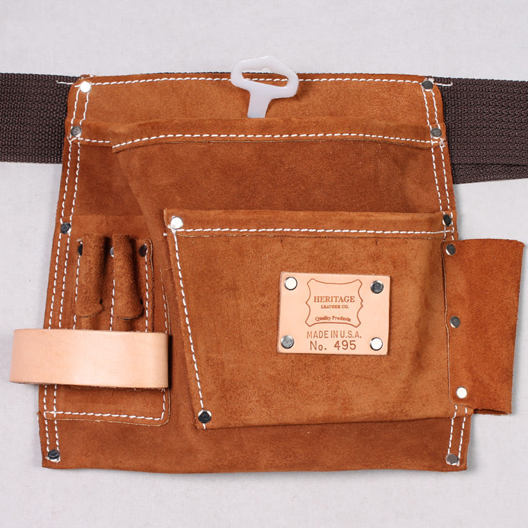 HERITAGE LEATHER 5POCKET SUEDE NAIL AND TOOL POUCH