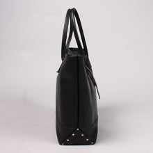 画像をギャラリービューアに読み込む, HERITAGE LEATHER ALL LATIGO LEATHER TOTE BAG  W/CLOSURE STRAP - BLACK LATIGO
