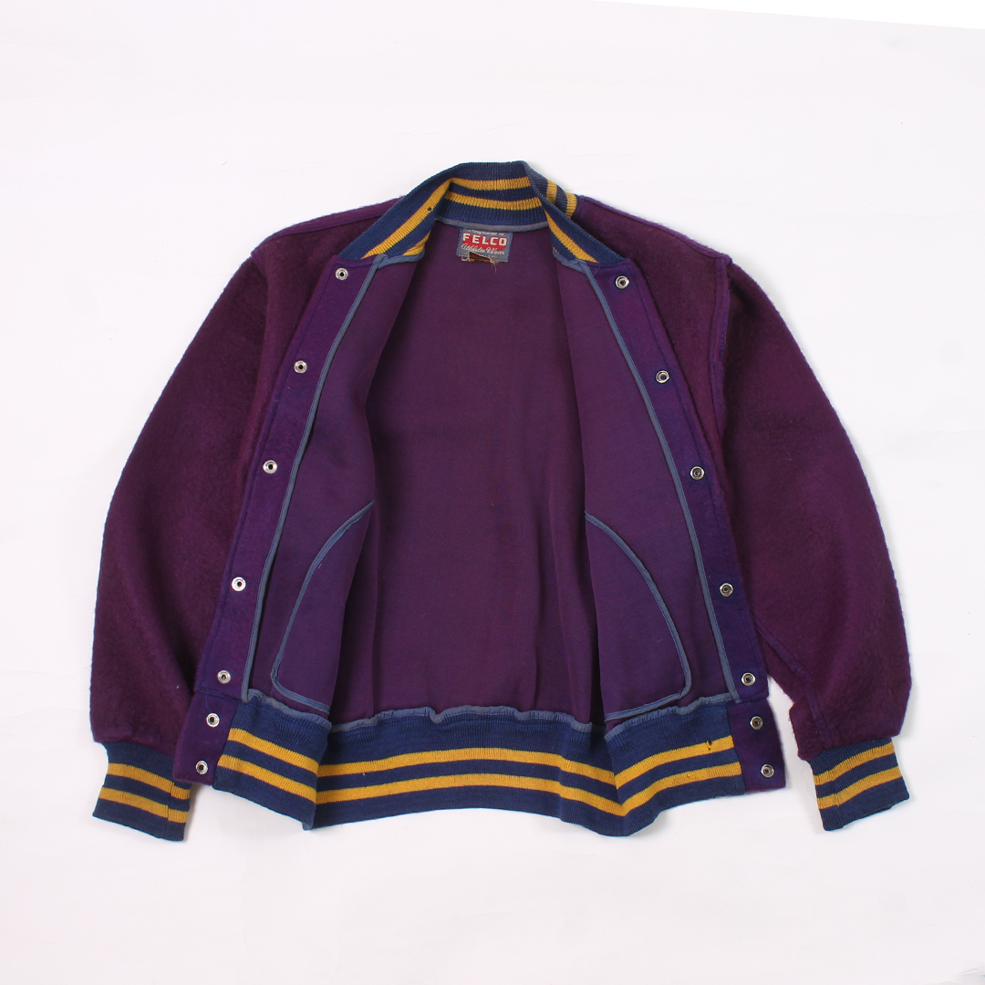 FELCO VINTAGE STADIUM JACKET - PLAIN PURPLE & BLUE & YELLOW