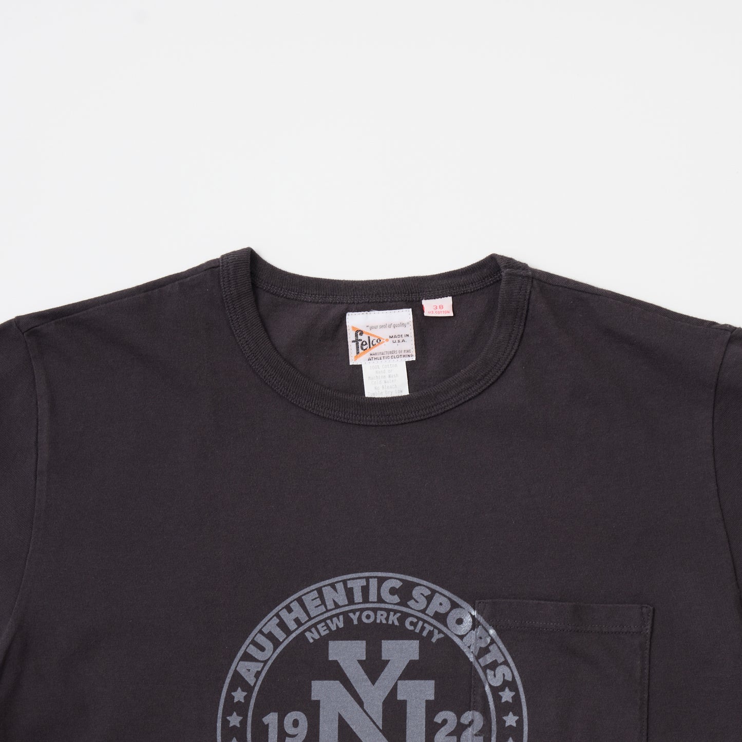 FELCO S/S CREW NECK POCKET T MADE IN USA BODY W/ PRINT NY CIRCLE FRONT - 3 COLORS - FELC-322