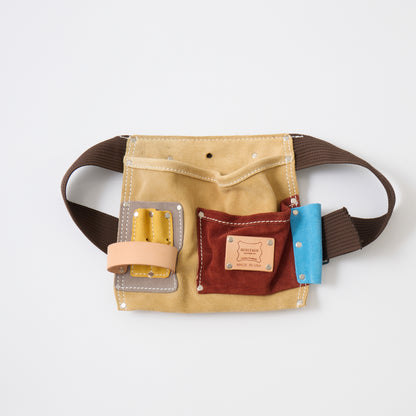 HERITAGE LEATHER MULTI COLOR SUEDE 5POCKET NAIL AND TOOL POUCH - MULTI