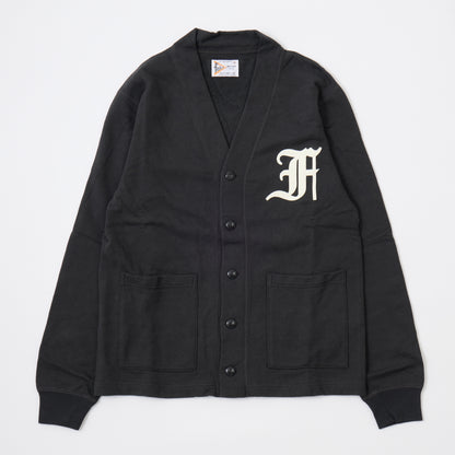 FELCO 12oz TERRY V-NECK LETTERED  CARDIGAN - OLD F FONT FELT WAPPEN - 5 COLORS - FELC-371