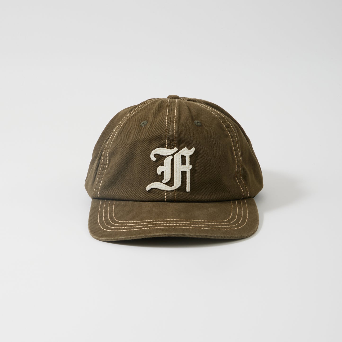 FELCO NEW SHAPE STONE WASHED TWILL BB CAP W/OLD FONT "F" FELT WAPPEN