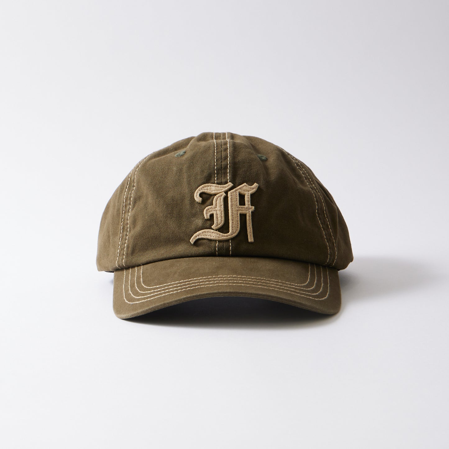 FELCO NEW SHAPE STONE WASHED TWILL BB CAP W/OLD FONT "F" FELT WAPPEN