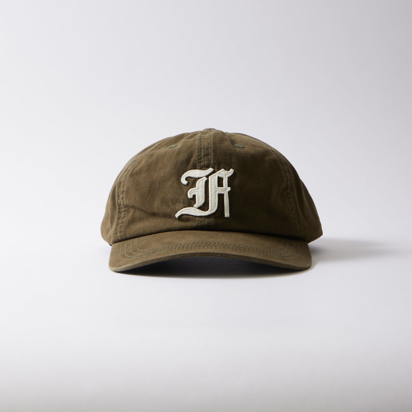 FELCO NEW SHAPE STONE WASHED TWILL BB CAP W/OLD FONT "F" FELT WAPPEN