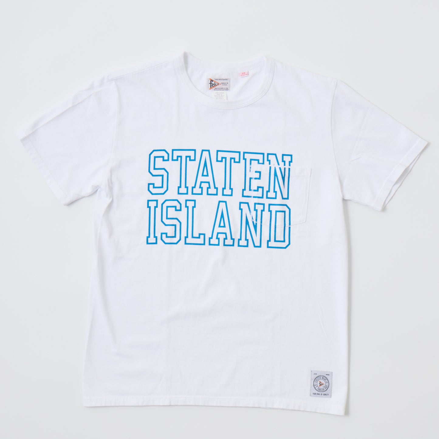 FELCO MADE IN USA S/S CREW POCKET T W/PRINT STATEN ISLAND