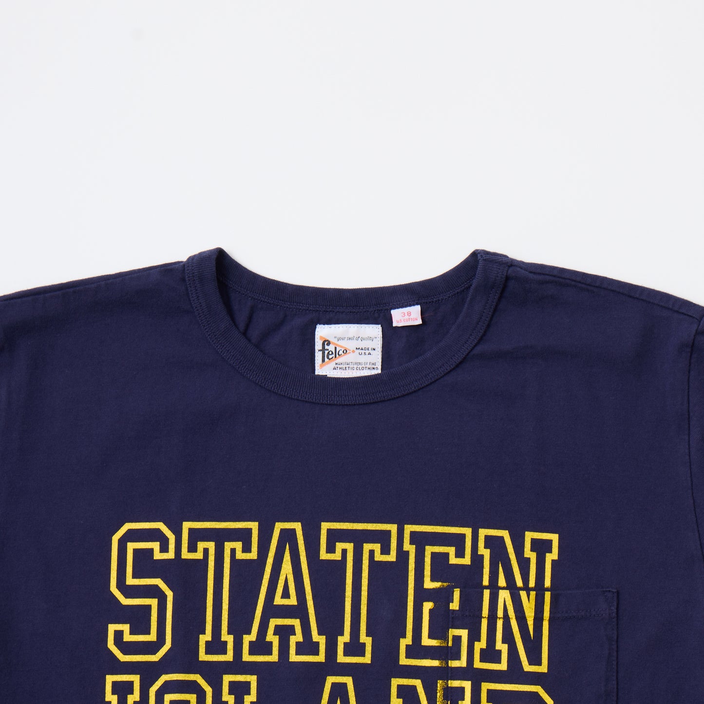 FELCO MADE IN USA S/S CREW POCKET T W/PRINT STATEN ISLAND