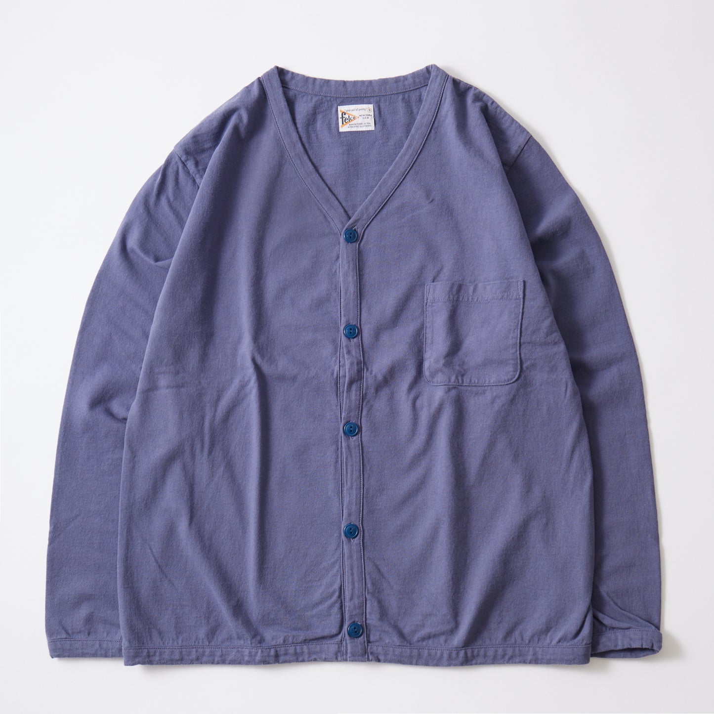 FELCO L/S BINDER V NECK CARDIGAN W/POCKET 7oz 18SINGLE JERSEY - 12 COLORS