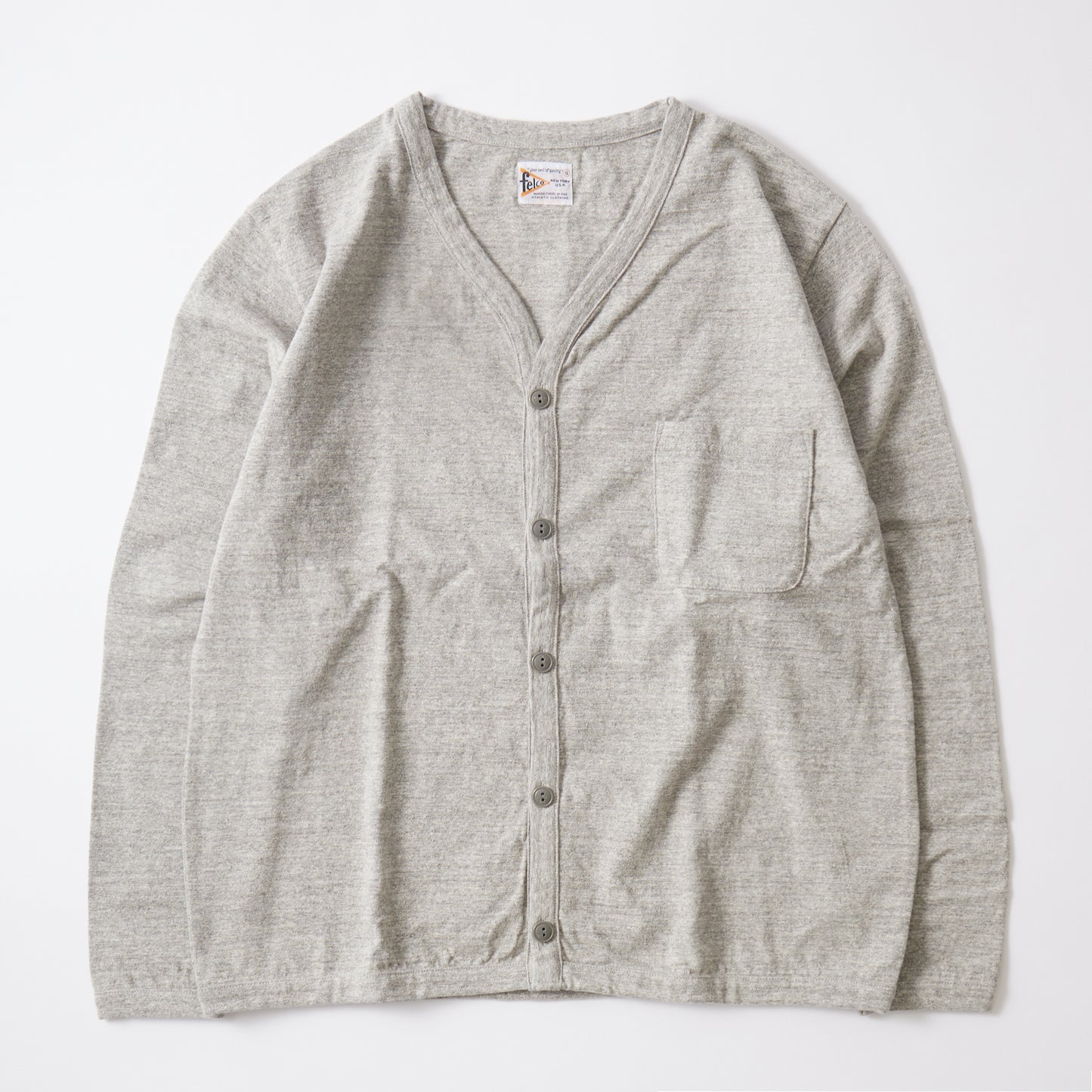 FELCO L/S BINDER V NECK CARDIGAN W/POCKET 7oz 18SINGLE JERSEY - 12 COLORS