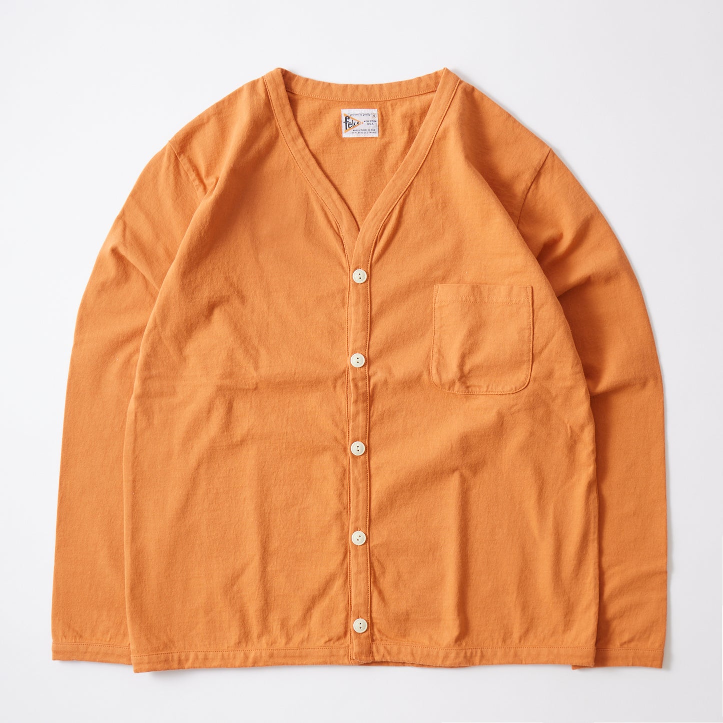 FELCO L/S BINDER V NECK CARDIGAN W/POCKET 7oz 18SINGLE JERSEY - 12 COLORS