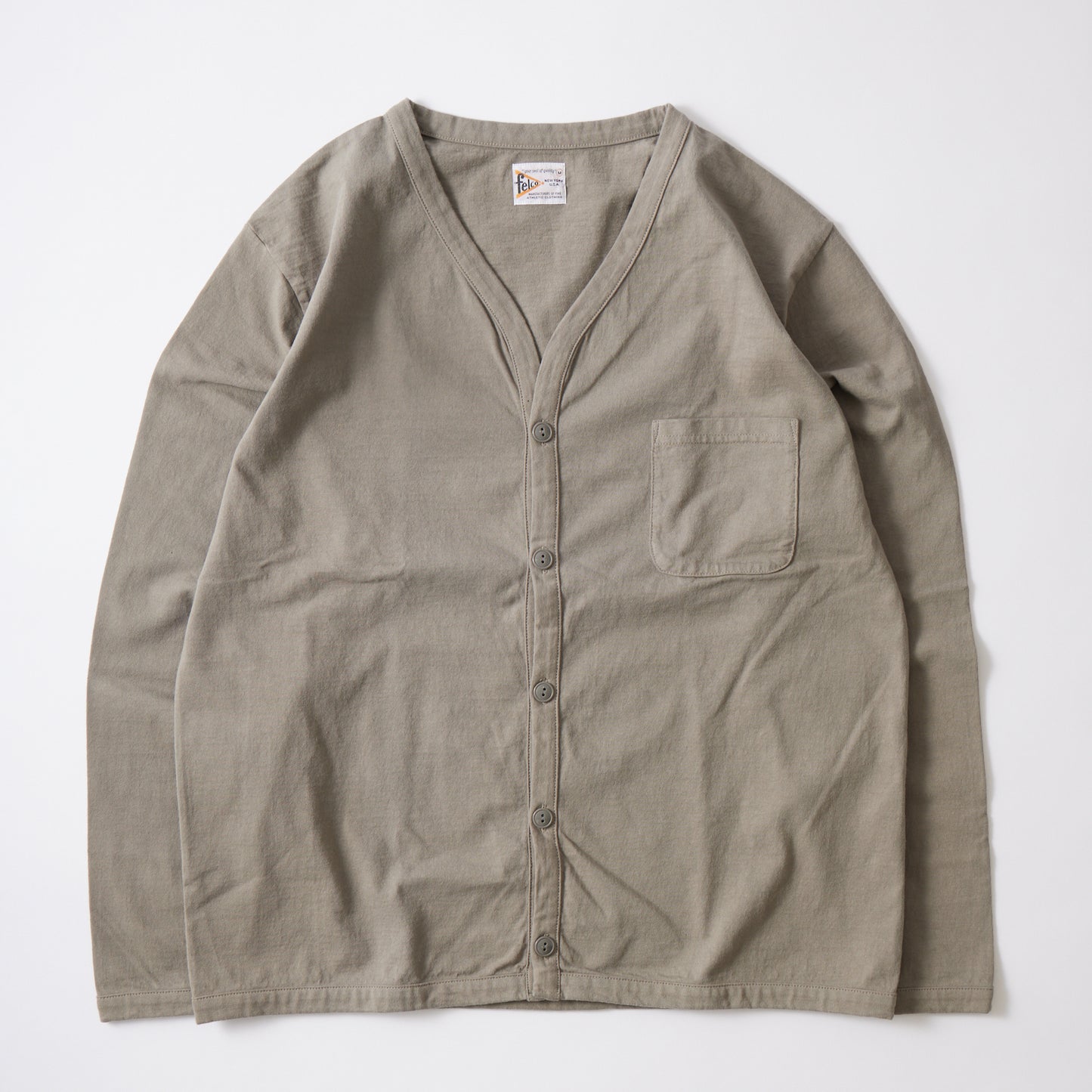 FELCO L/S BINDER V NECK CARDIGAN W/POCKET 7oz 18SINGLE JERSEY - 12 COLORS