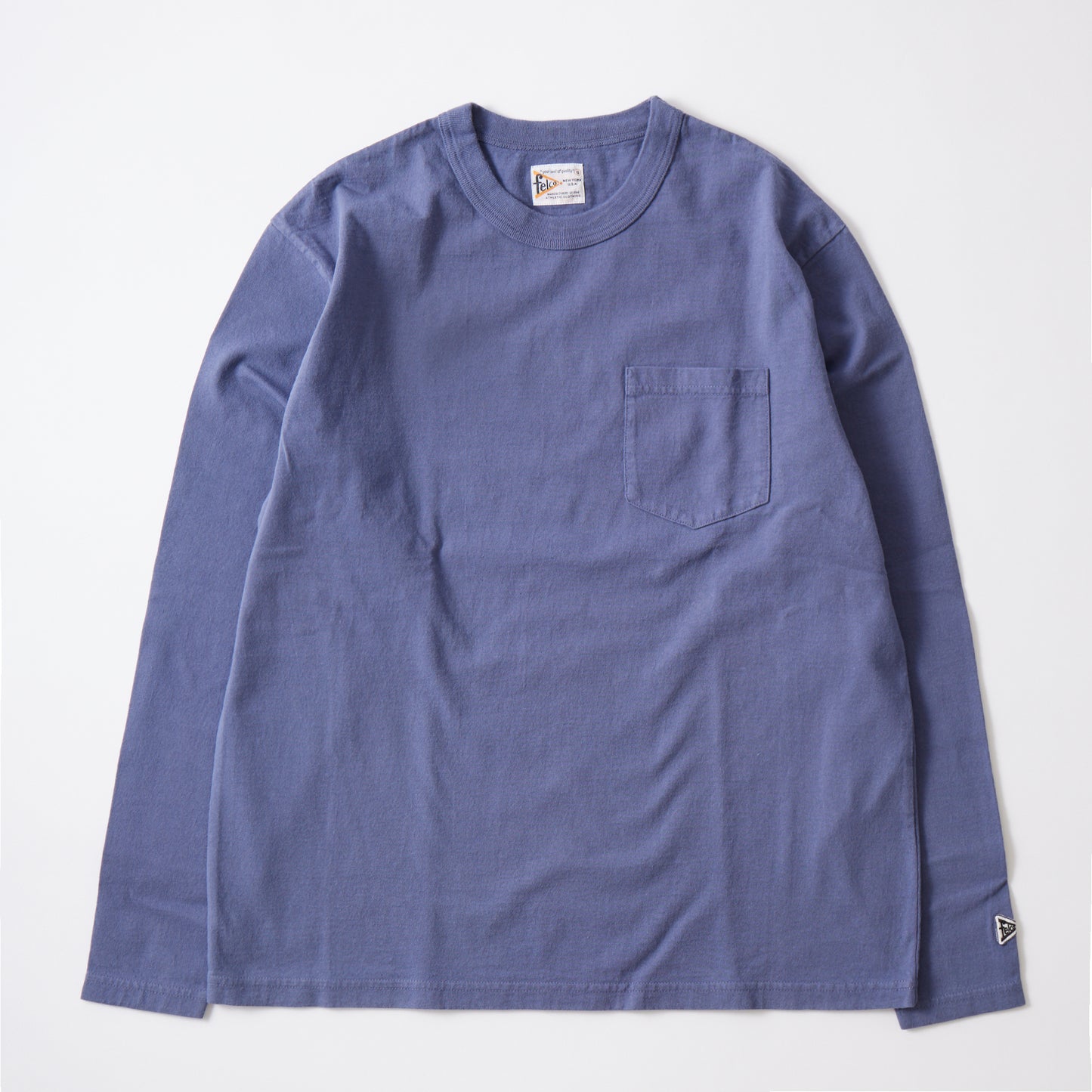 FELCO MODIFIED L/S BINDER NECK CREW POCKET T 7oz 18 SINGLE JERSEY - 10 COLORS