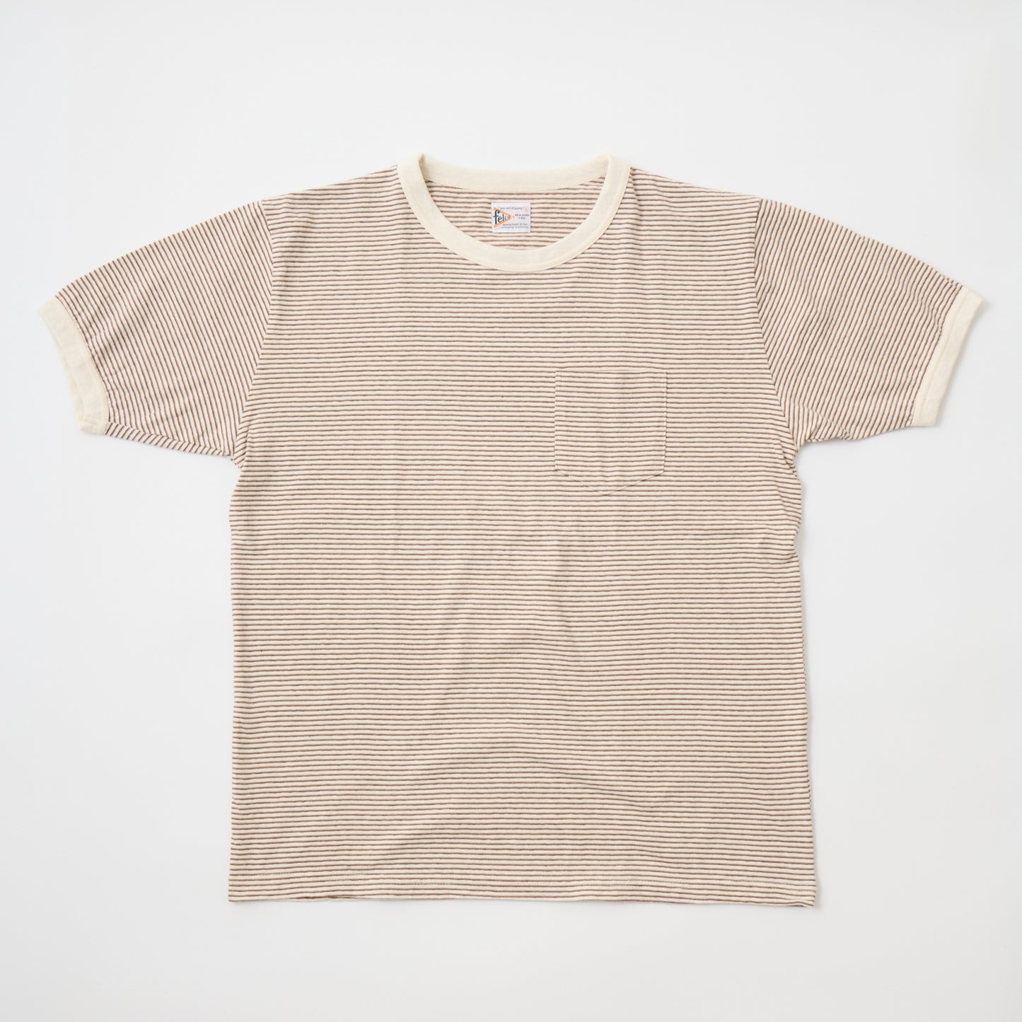 FELCO S/S RINGER NARROW STRIPE POCKET CREW TEE