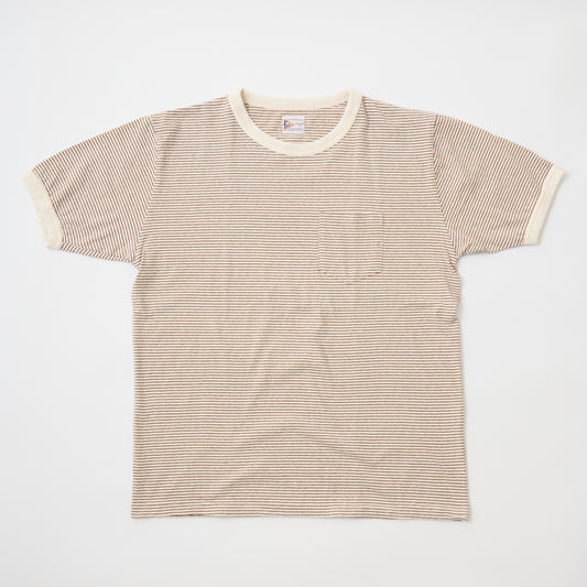 FELCO S/S RINGER NARROW STRIPE POCKET CREW TEE