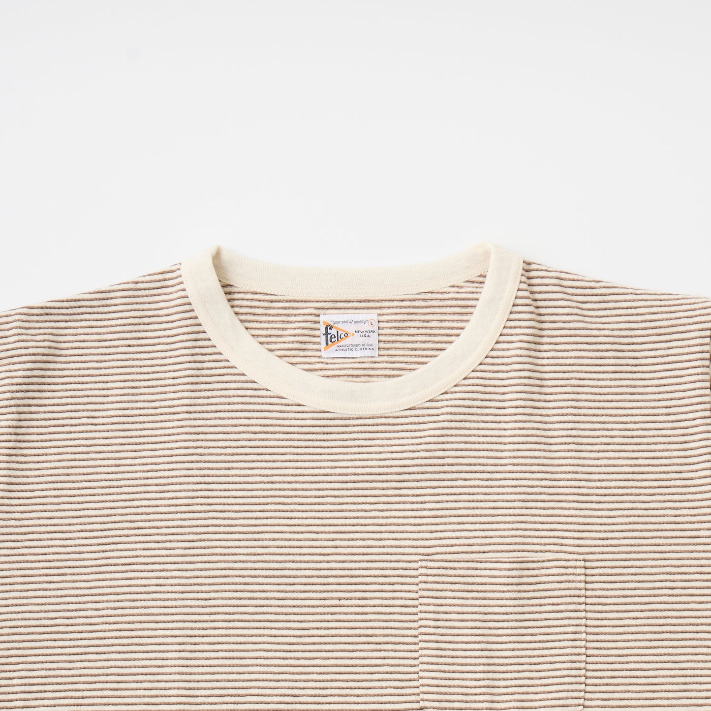 FELCO S/S RINGER NARROW STRIPE POCKET CREW TEE