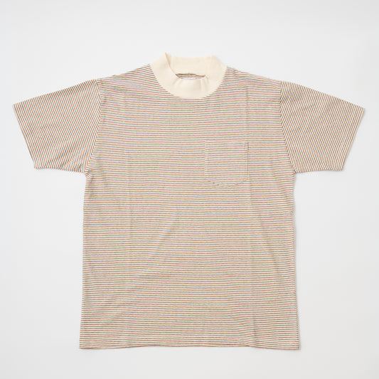FELCO S/S MOCK NECK NARROW STRIPE POCKET TEE