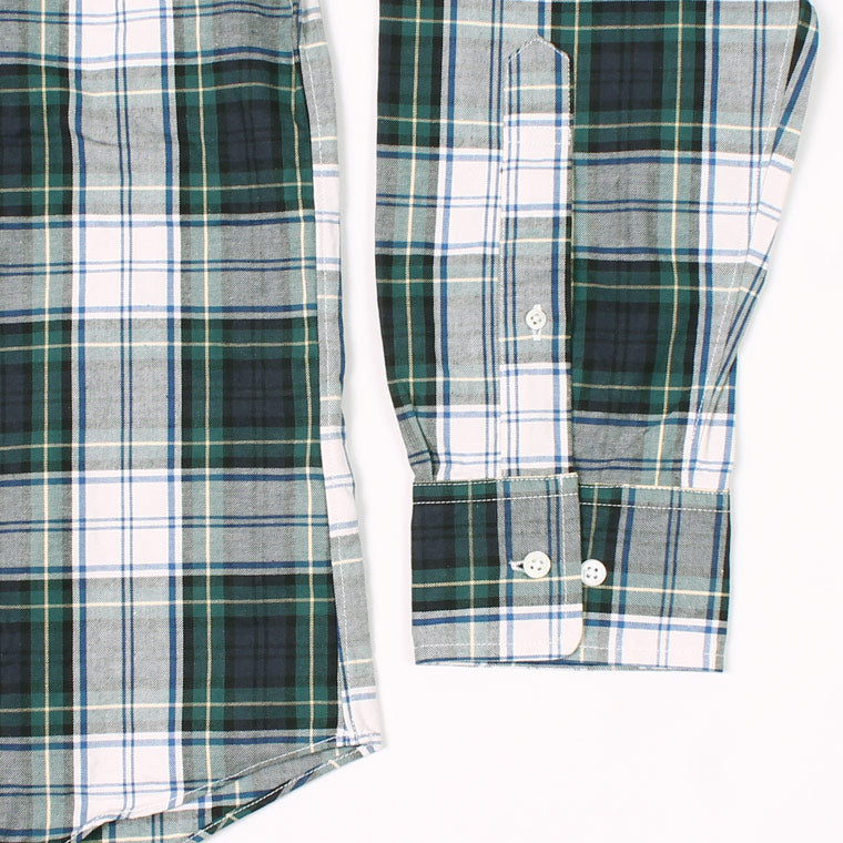 KEATON CHASE USA L/S CLASSIC FIT PULLOVER BD SHIRT TWILL CHECK - GREEN WHITE TARTAN CHECK