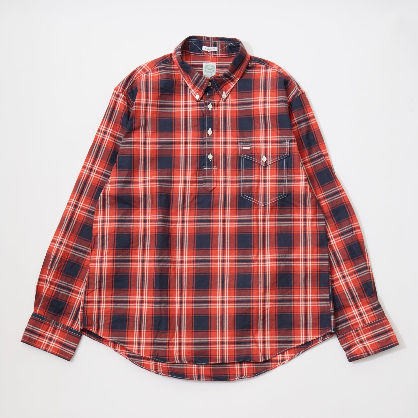 KEATON CHASE USA L/S CLASSIC FIT PULLOVER BD SHIRT TWILL CHECK - 3 COLORS